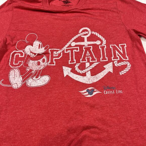 Disney Cruise Line Mickey Mouse Captain T-Shirt Men's Small Slim Medium Red - Picture 4 of 5